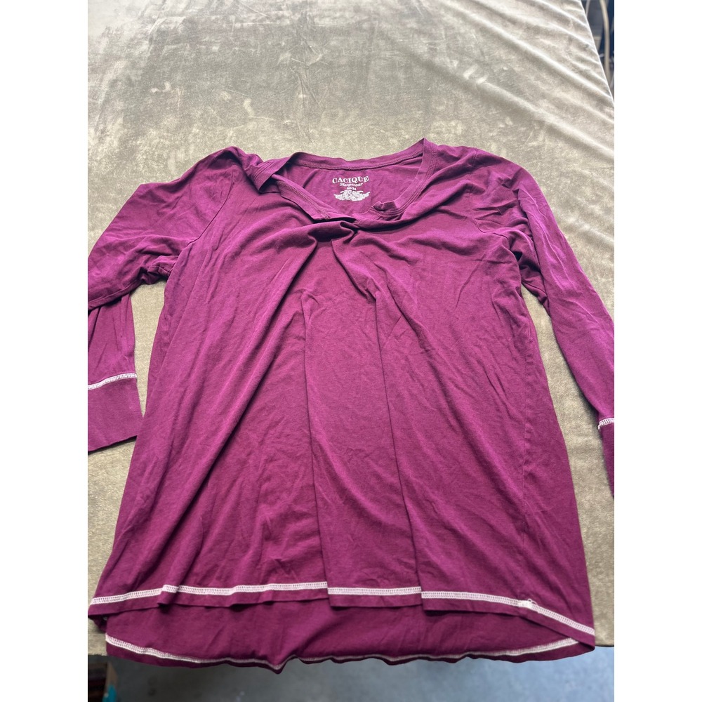 Cacique Sleepwear Womens  22 24 Long Sleeve Twist Front Top Purple Modal Cotton‎